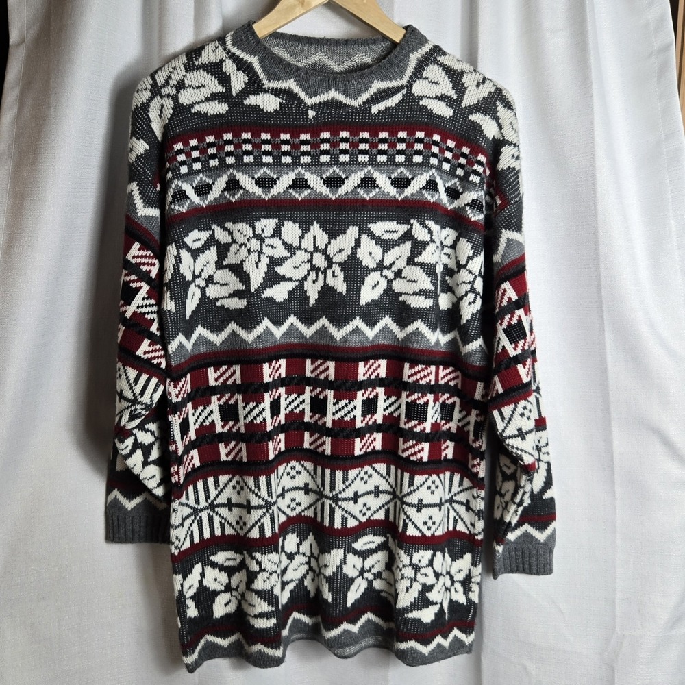 Vintage Dana Scott Nordic Goemetric Print Christmas Sweater SEE MEASUREMENTS USA